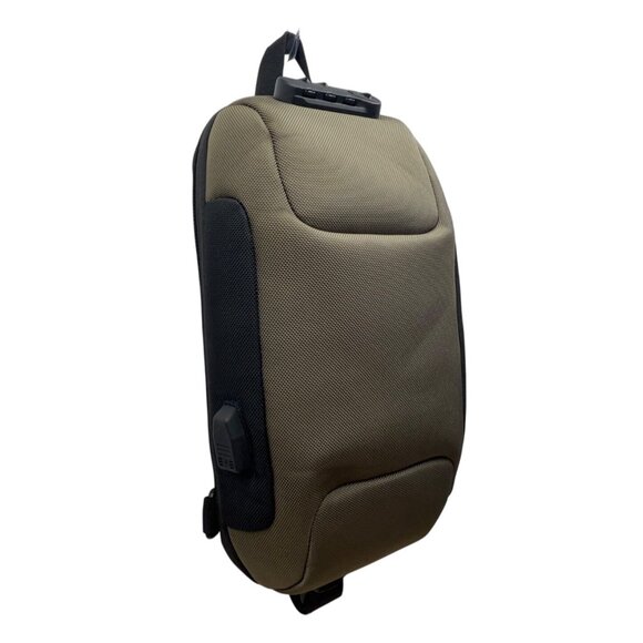 Ozuko Green Waterproof Fabric Anti-Theft USB Port Compact Crossbody Backpack - Picture 3 of 14